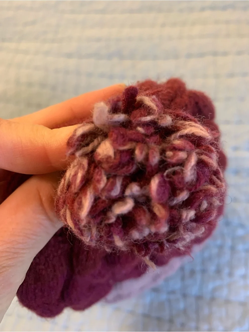Patagonia Two-Tone Pom Beanie - Burgundy & Pink
